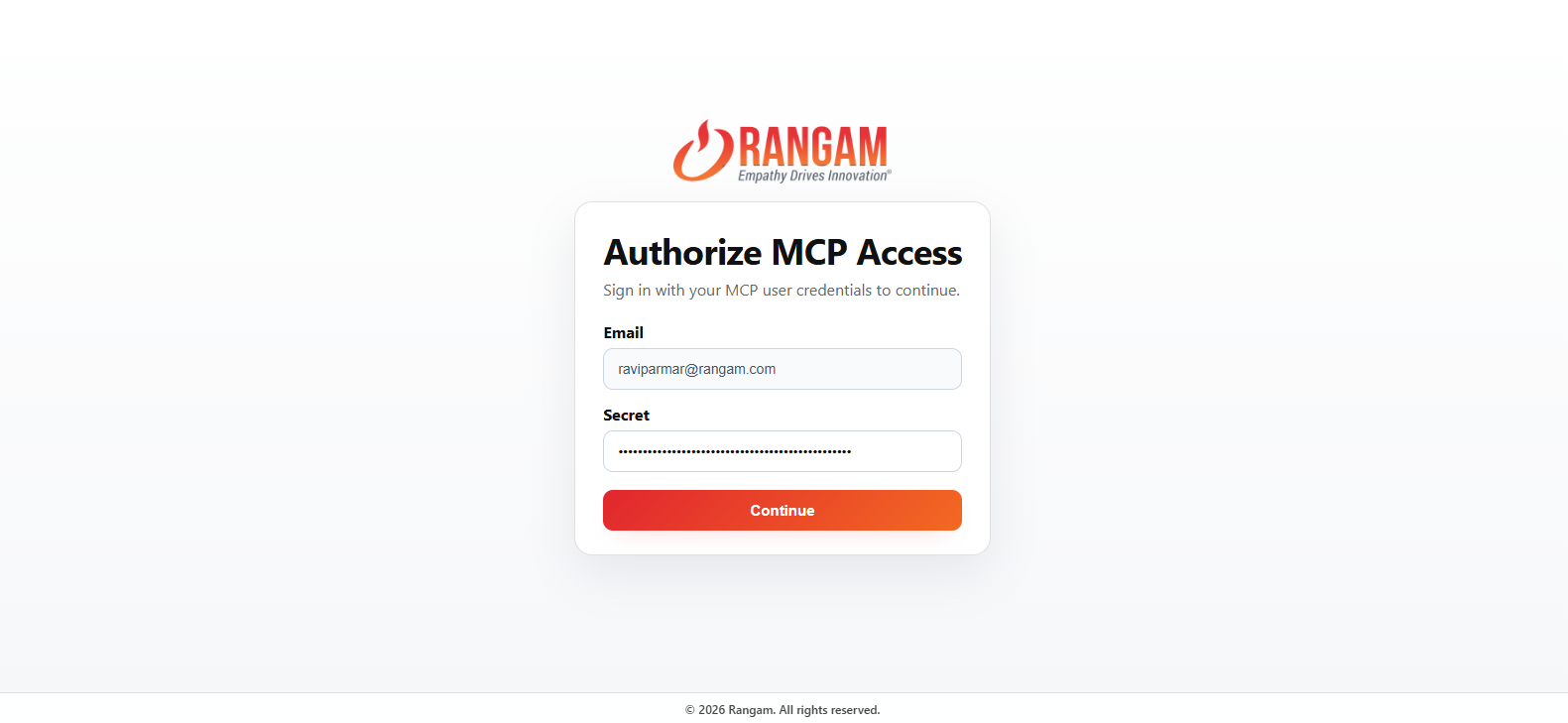 Authorize MCP access with email and OAuth Secret